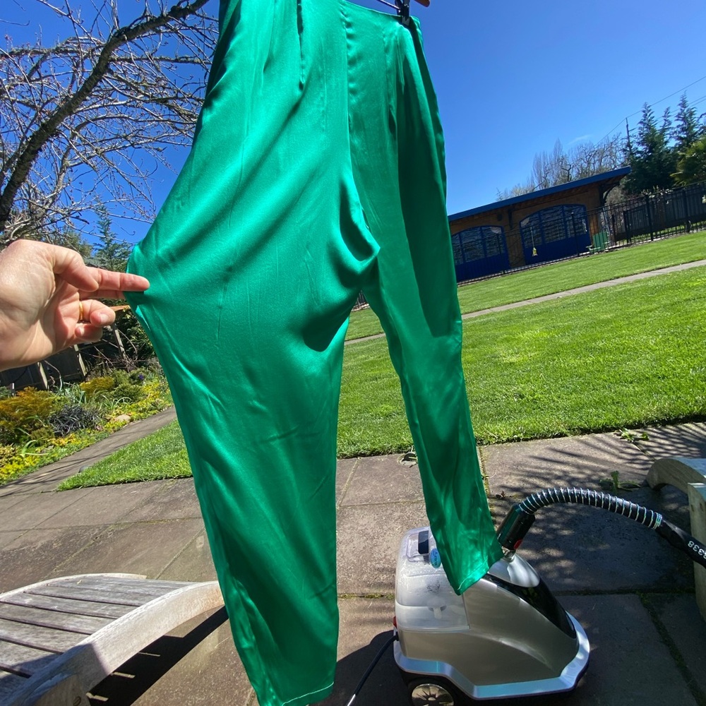 Ralph Lauren Purple Label Emerald Green Satin Women's Pants